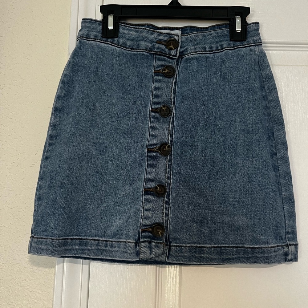 Sky and Sparrow Blue Denim A-Line Skirt